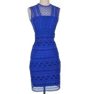 Karen Millen Royal Blue Lace Pencil Dress Size 2